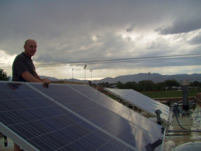 Bruce and his Solar PV panels in the rain