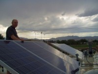 Bruce and his Solar PV panels in the rain