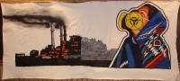 Navajo Woman in Gas Mask Banner