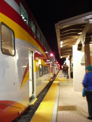 Rail Runner Express Train at the Santa Fe South Capitol Station at night Rail Runner Express Train at the Santa Fe South Capitol Station at night