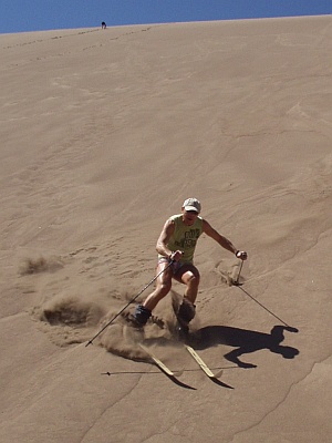 Sand Skiing in Hot Pants Sand Skiing in Hot Pants