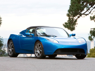 Blue Tesla Roadster